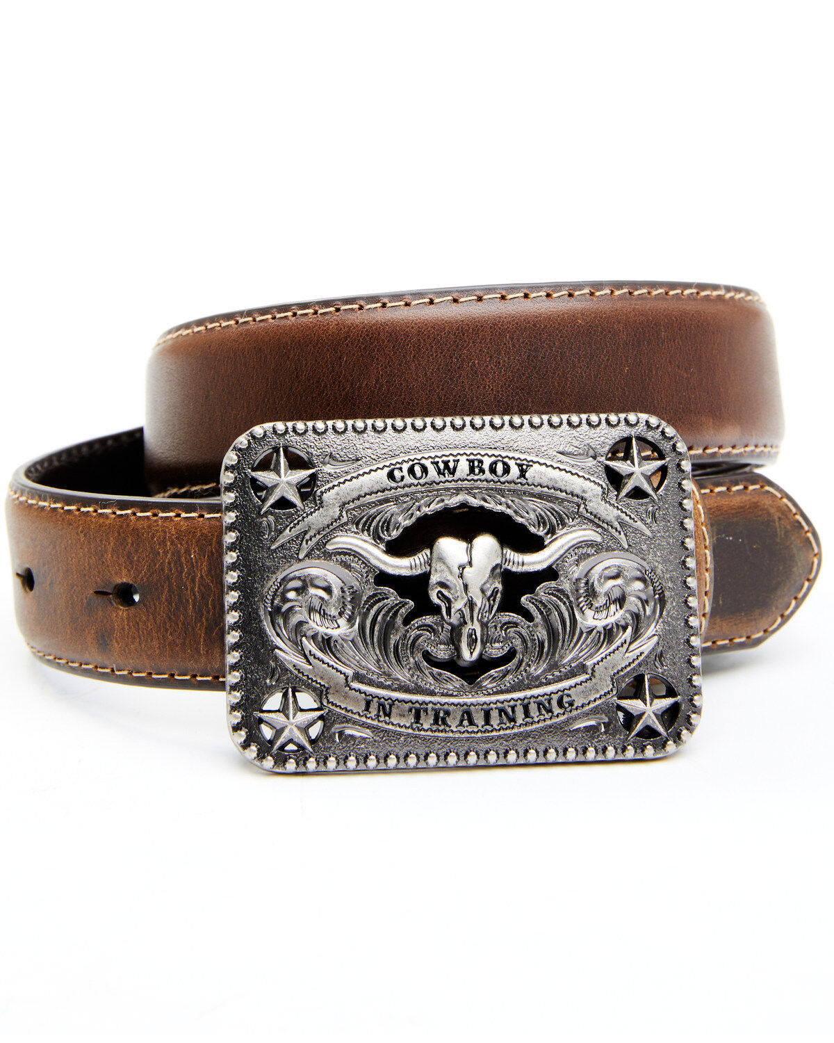 Cody James Boys' Longhorn Buckle, Brown, hi-res