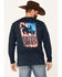 Cody James Men's Heather Navy Forever Cowboy Graphic Long Sleeve T-Shirt , Navy, hi-res