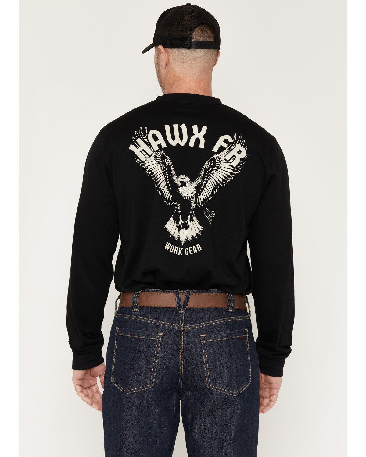 Image #1 - Hawx Men's FR Solid Hawk Long Sleeve Graphic Work T-Shirt, Black, hi-res