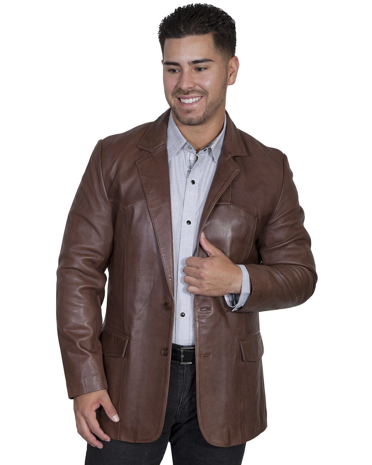 Scully Lamb Leather Blazer - Big, Chocolate, hi-res
