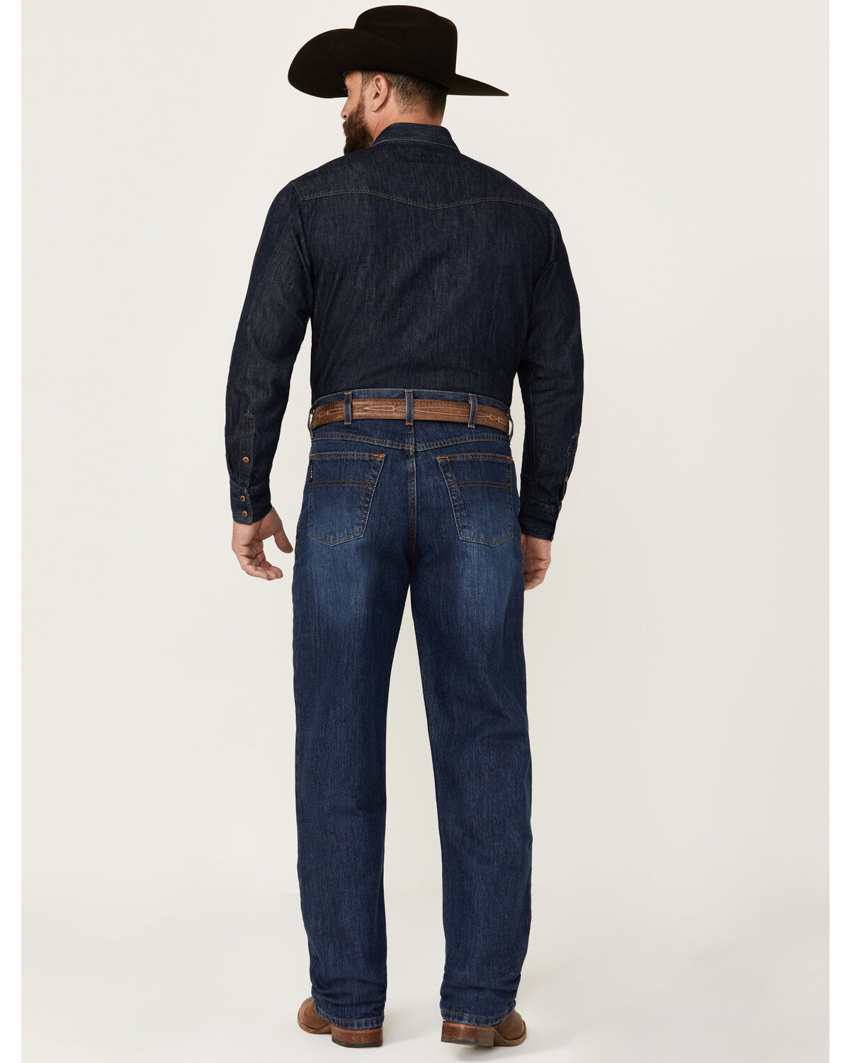 Image #3 - Cinch Men's Black Label Dark Wash Loose Fit Tapered Denim Jeans, Dark Blue, hi-res