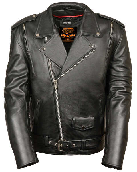 Milwaukee Leather Men's Black Vented Side Lace Leather Motorcycle Jacket