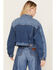 Wrangler Women's Medium Wash Cowboy Cropped Denim Jacket, Blue, hi-res