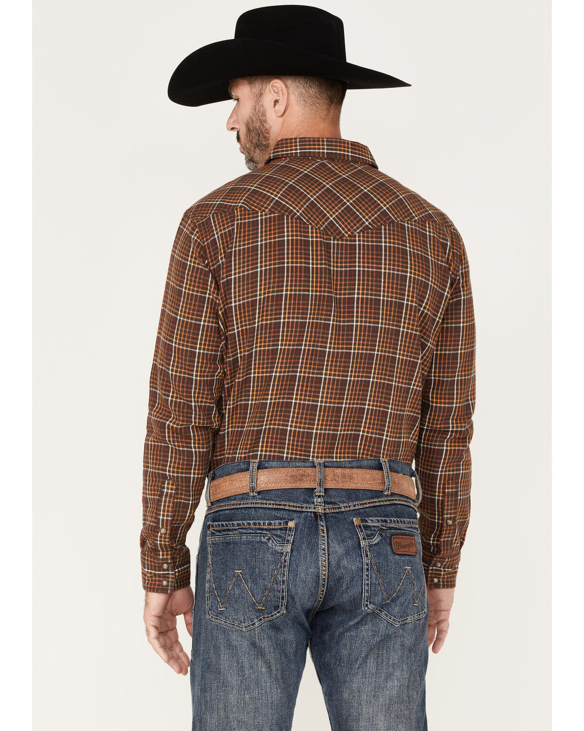 Image #4 - Cody James Men's Rusty Nail Small Plaid Print Long Sleeve Snap Western Flannel Shirt - Big & Tall, Rust Copper, hi-res