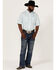 George Strait by Wrangler Men's Geo Print Short Sleeve Button Down Western Shirt , Turquoise, hi-res