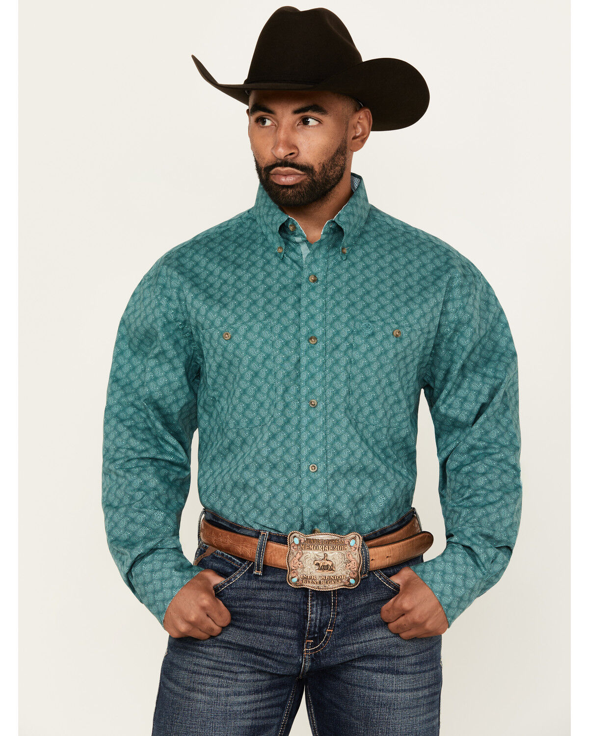 George Strait by Wrangler Men´s Paisley Print Long Sleeve Button-Down Stretch Western Shirt -Big