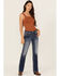 Image #3 - Miss Me Women's Dark Wash Mid Rise Agate Pocket 32" Bootcut Stretch Denim Jeans, Dark Wash, hi-res