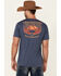 Paramount Network’s Yellowstone Men's Heather Navy Dutton Ranch Mountain Range Graphic Short Sleeve T-Shirt , Navy, hi-res