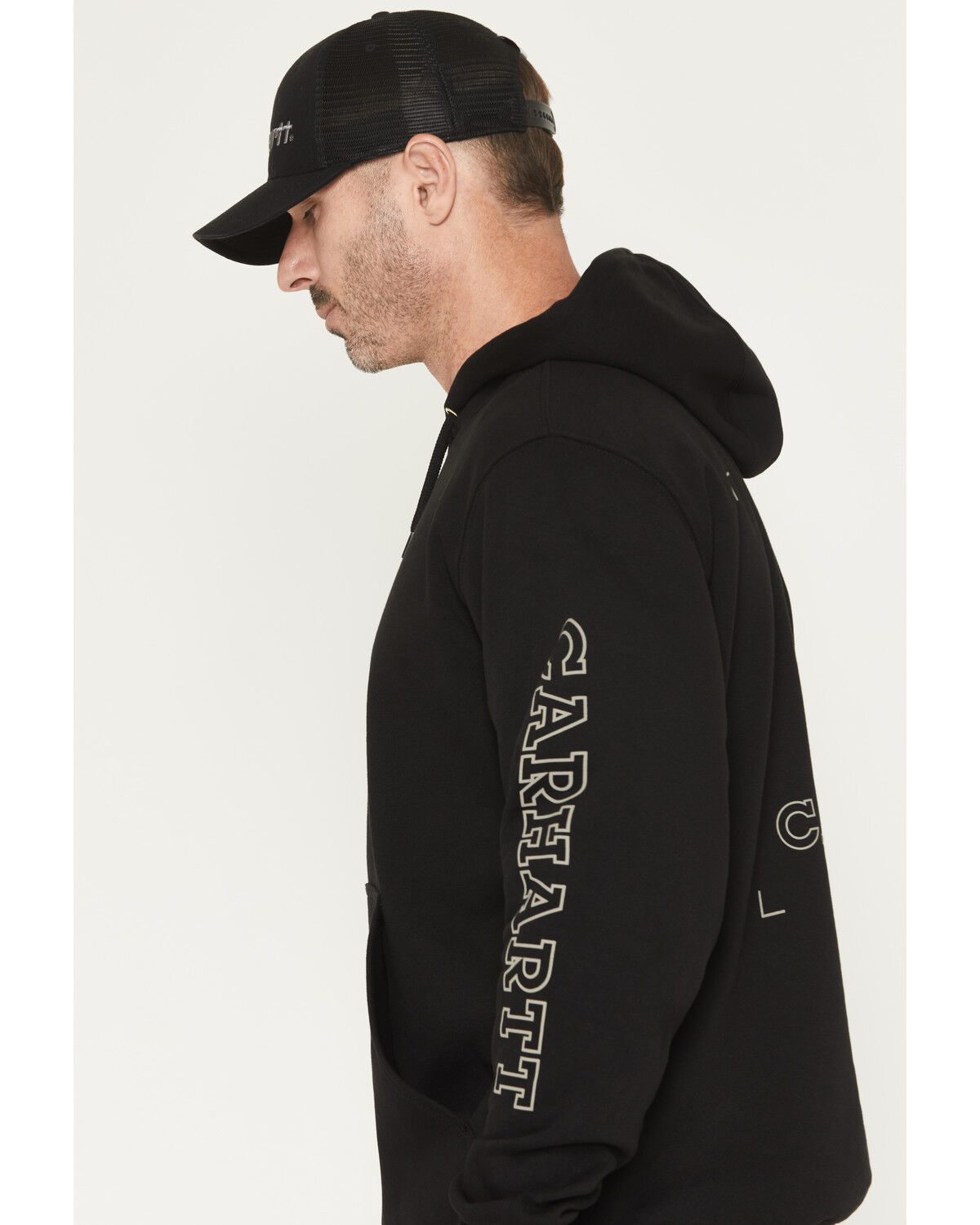 Image #3 - Carhartt Men's Loose Fit Midweight Camo Graphic Hooded Sweatshirt, Black, hi-res