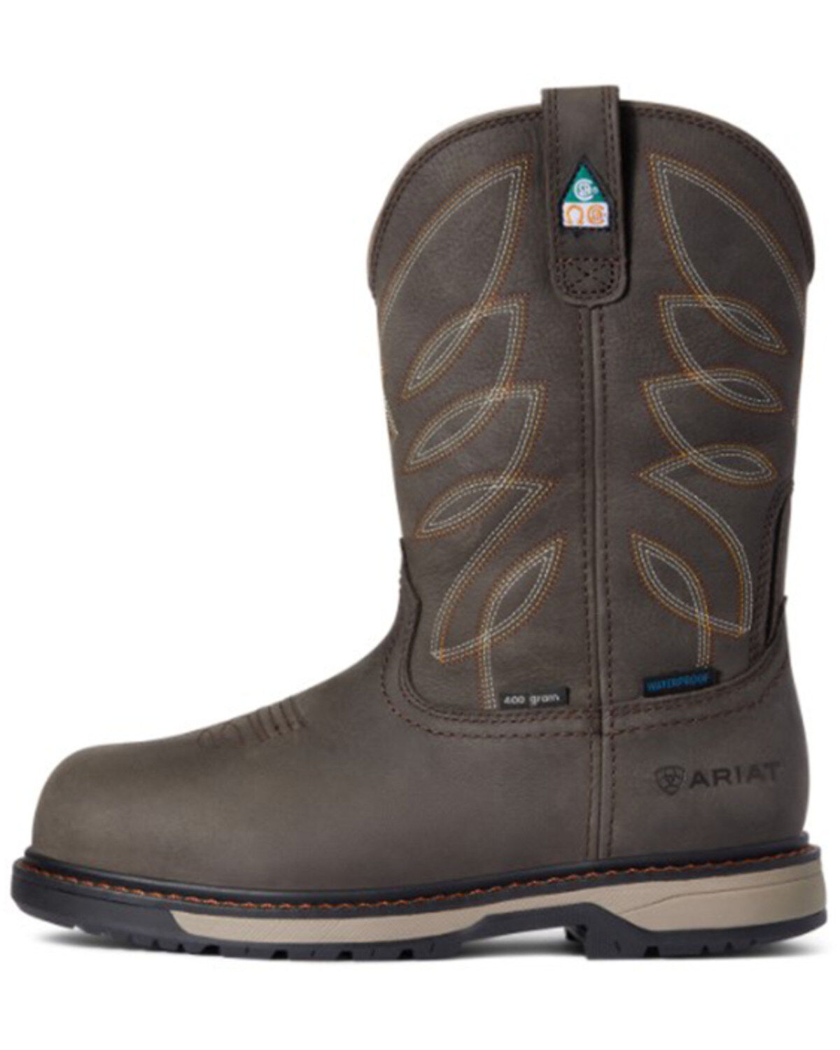 Image #2 - Ariat Women's Dark Storm Riveter Pull On H20 400G CSA Glacier Grip Work Boot - Composite Toe, Brown, hi-res