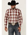 Roper Men's Campfire Ombre Plaid Print Long Sleeve Button Down Western Shirt , Red, hi-res