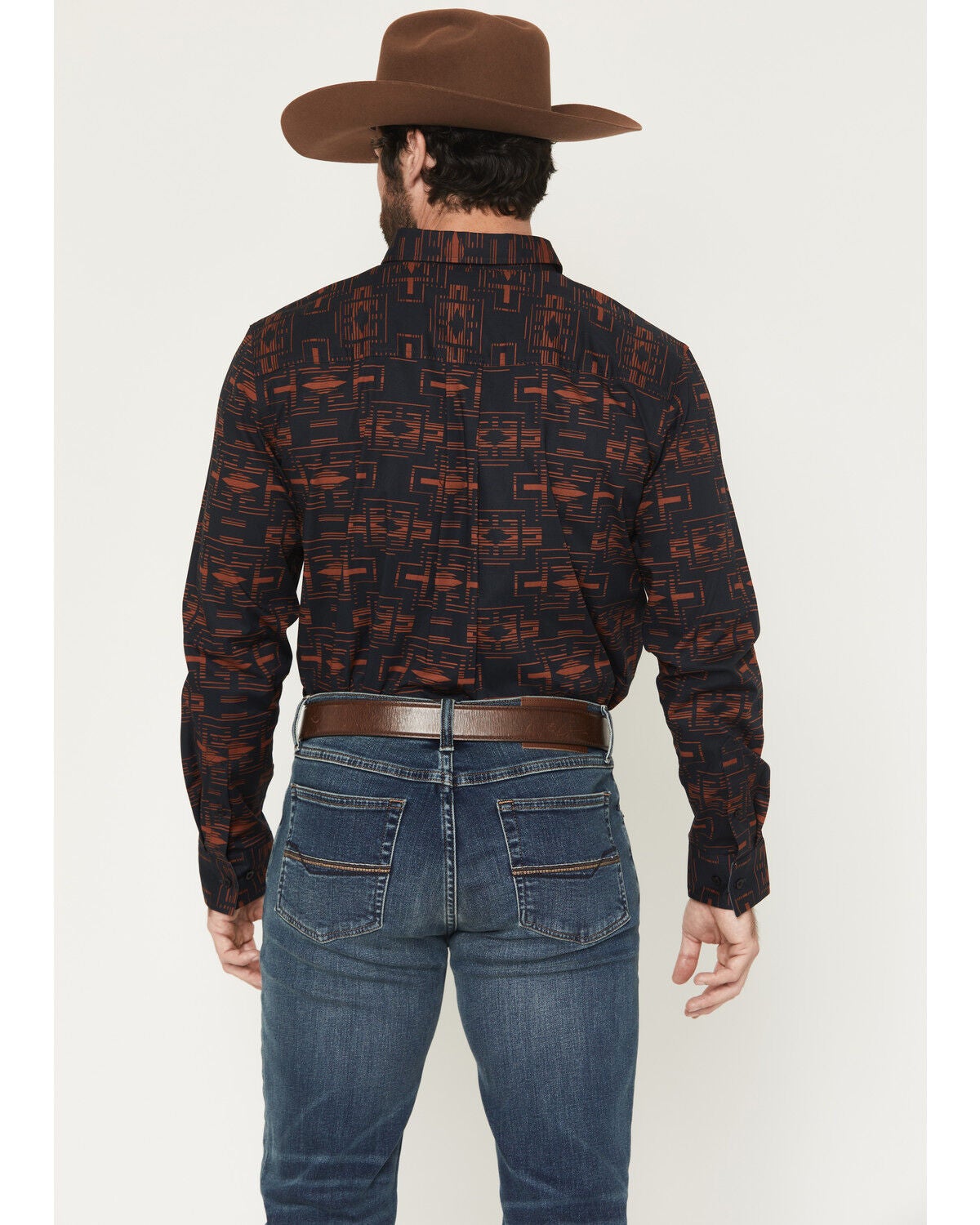 Image #4 - RANK 45&reg; Men's Stormy Sea Southwestern Print Long Sleeve Button-Down Stretch Western Shirt, Navy, hi-res