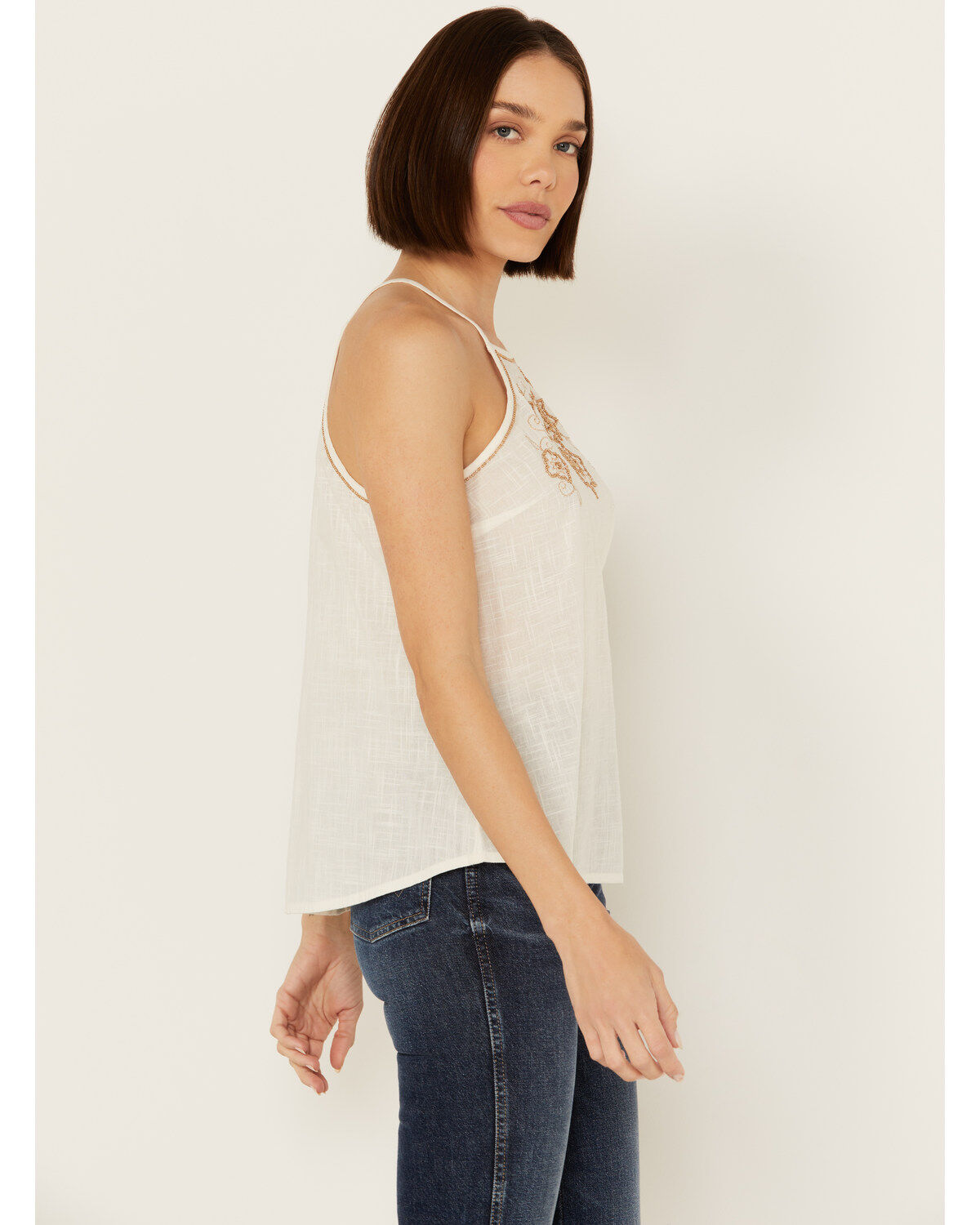 Image #2 - Shyanne Women's Embellished Halter Tank, Cream, hi-res