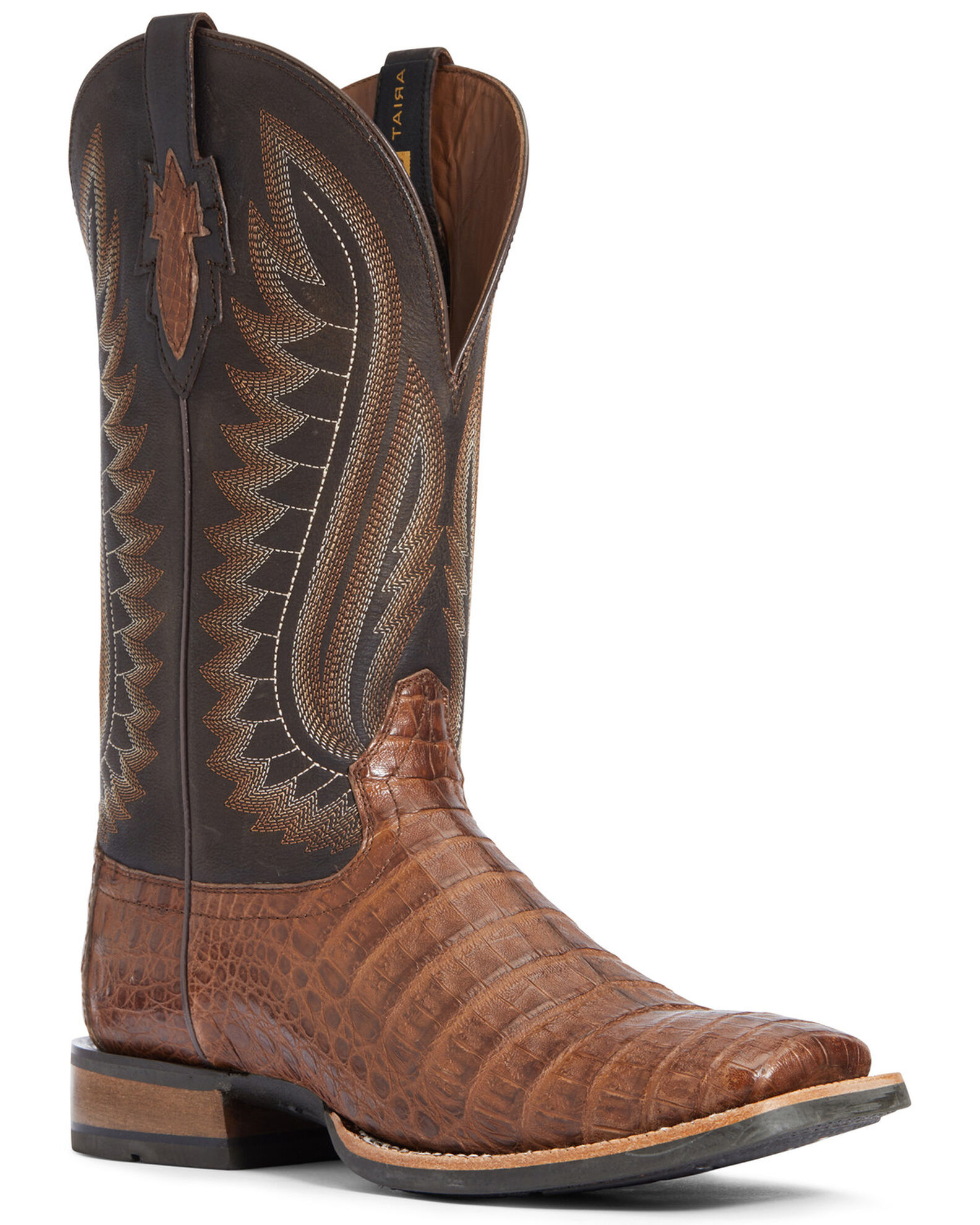 Ariat Men s Caramel Caiman Belly Western Boots Broad Square Toe