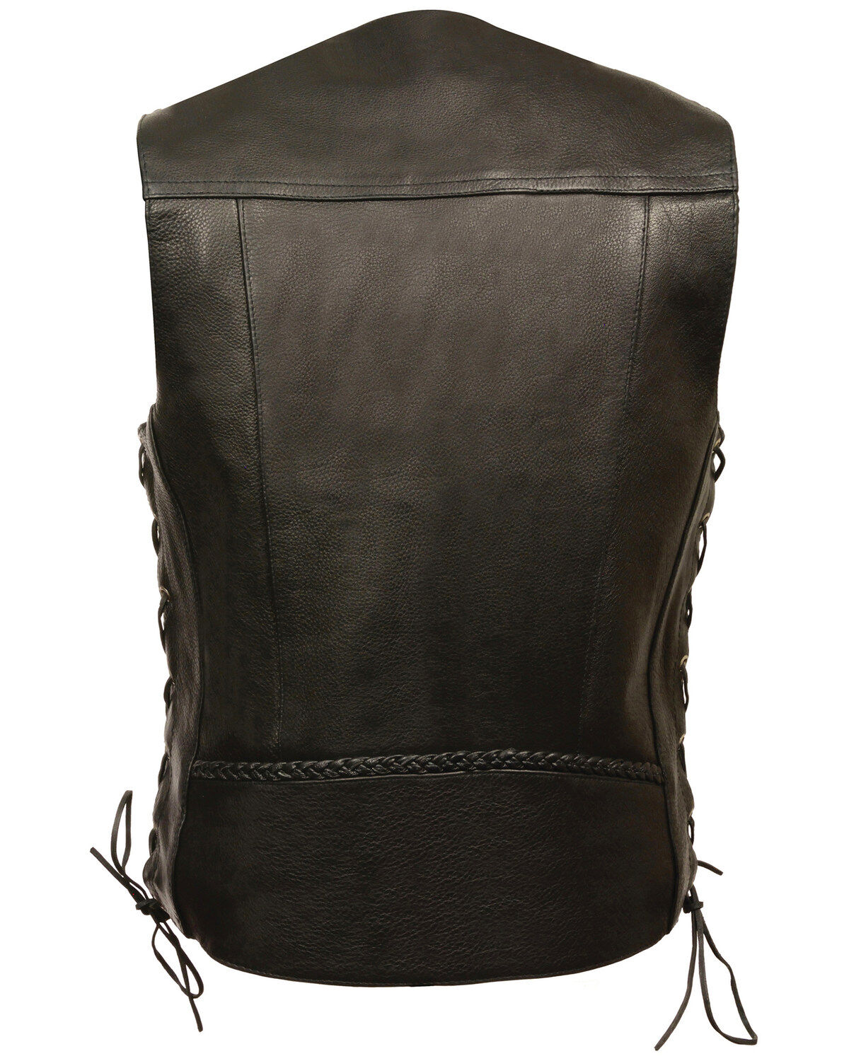 Image #2 - Milwaukee Leather Men's Buffalo Snap Braided Side Lace Vest, Black, hi-res