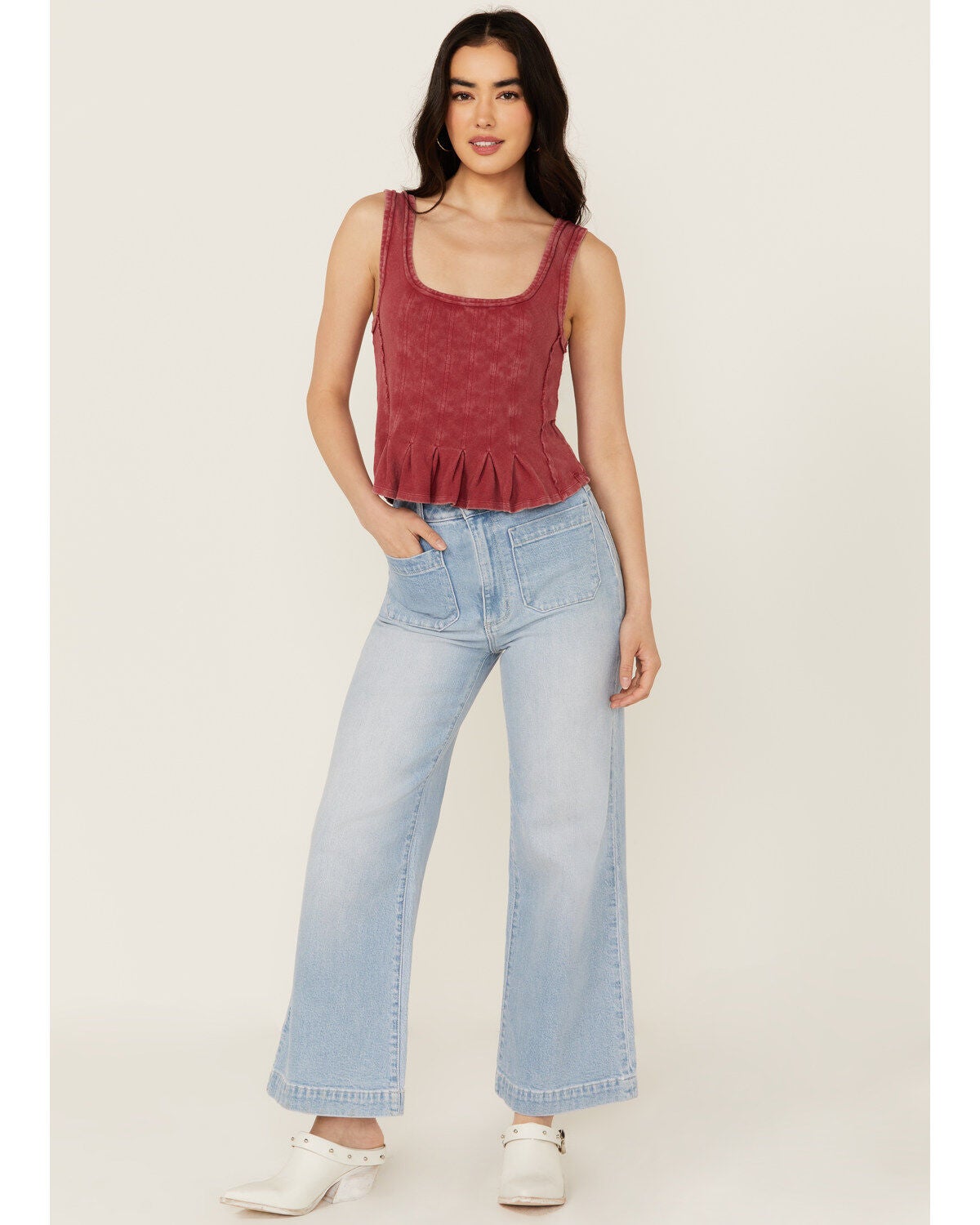 Rolla's Women's Boot Barn Exclusive Bluebird Light Wash High Rise Sailor Wide Leg Stretch Denim Jeans, Light Wash, hi-res
