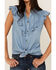 Image #3 - Tasha Polizzi Women's Chambray Ruffle Sleeveless Shirt, Blue, hi-res