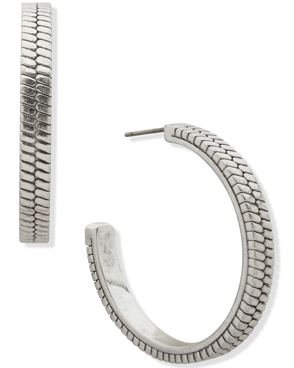 Image #1 - Lainey Wilson Women's Roped Hoop Earrings, Silver, hi-res