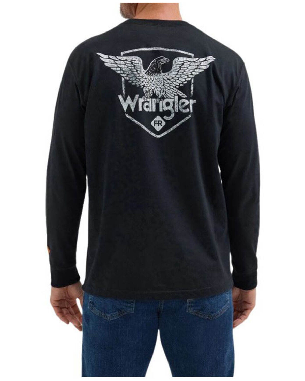 Wrangler Men's FR Eagle Long Sleeve Graphic Work Shirt - Big, Black, hi-res