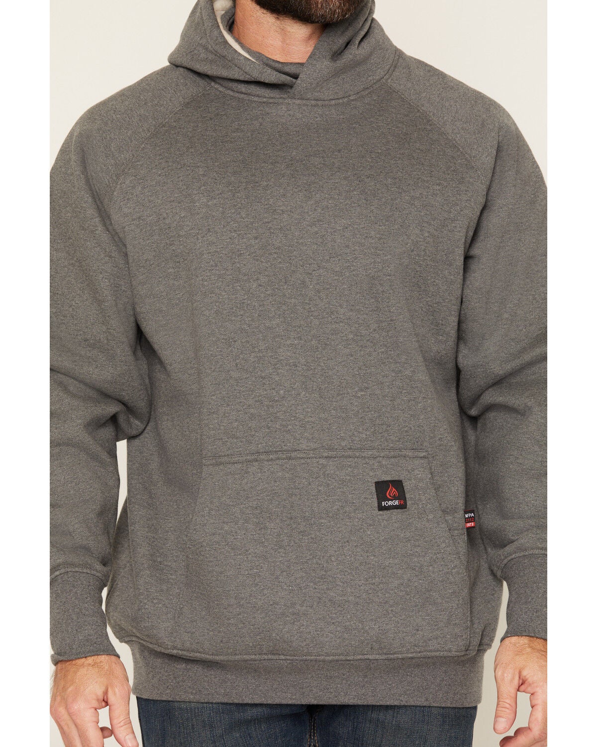 Image #3 - Forge Workwear Men's FR Graphic Hooded Sweatshirt, Charcoal, hi-res