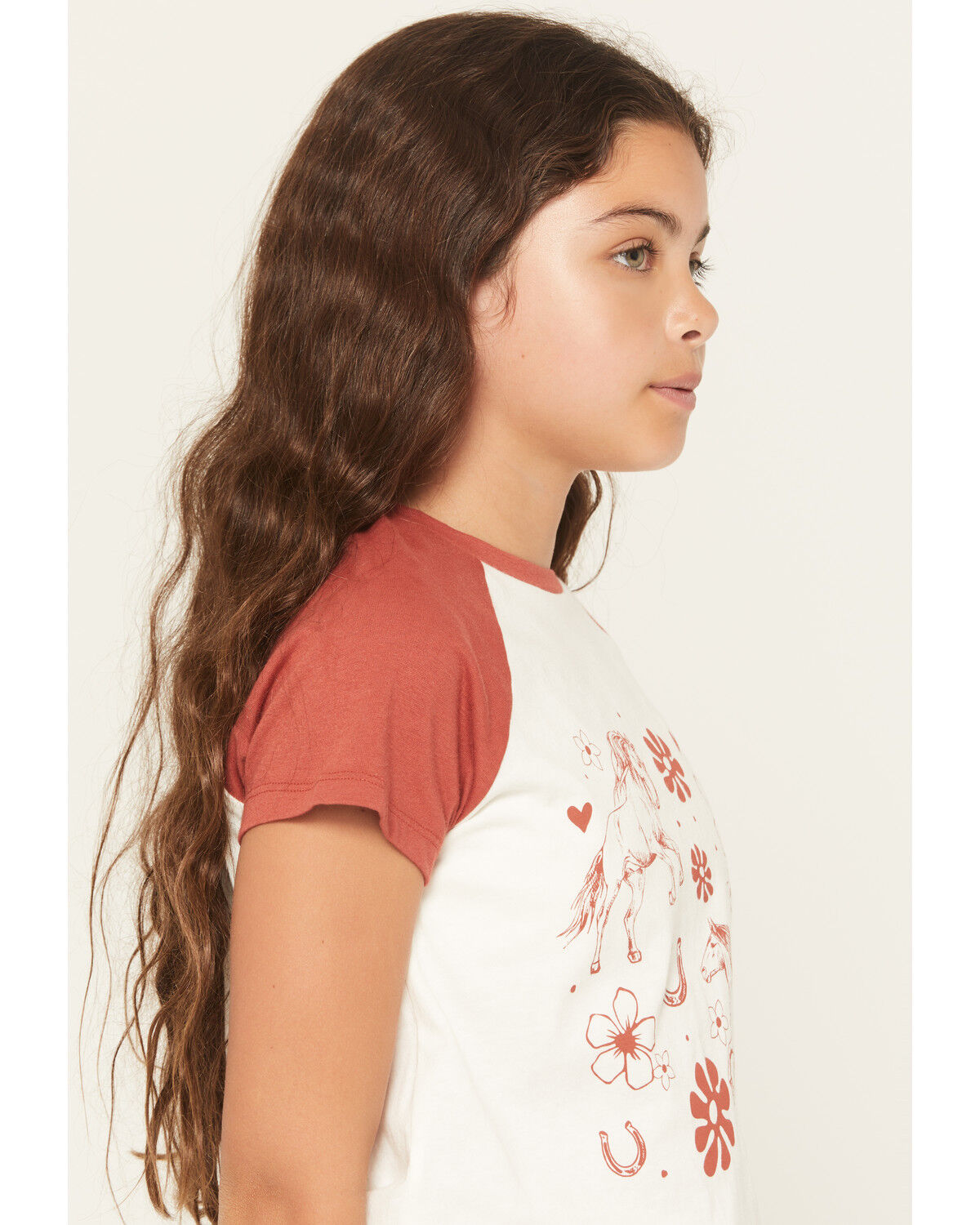 Image #2 - Rock & Roll Denim Girls' Conversational Print Short Sleeve Raglan Tee, Natural, hi-res