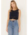 Image #1 - Cleo + Wolf Women's Cropped Crochet Tank, Navy, hi-res