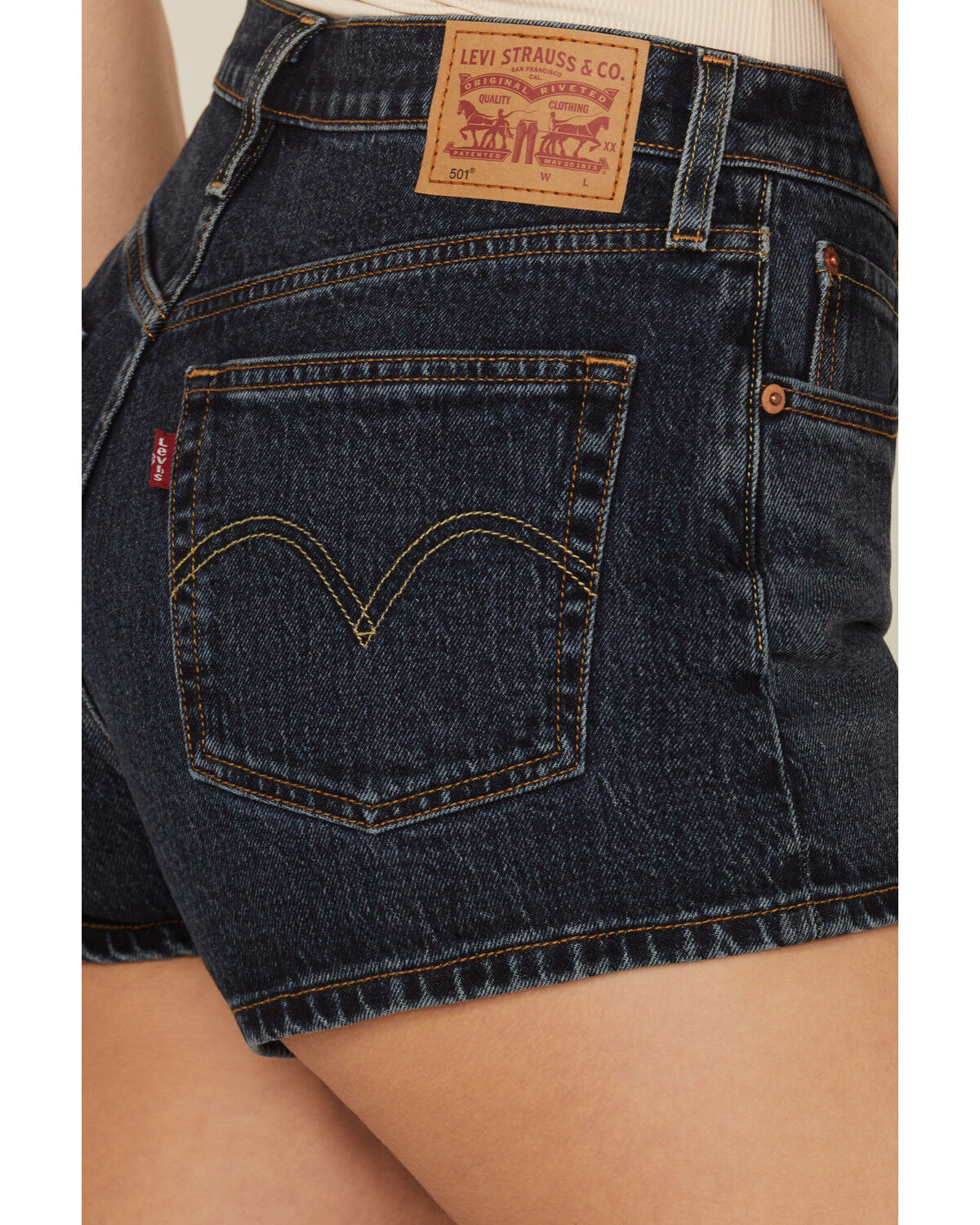 Image #2 - Levi's Women's 501 Update Forward Dark Wash High Rise Original Denim Shorts, Dark Wash, hi-res