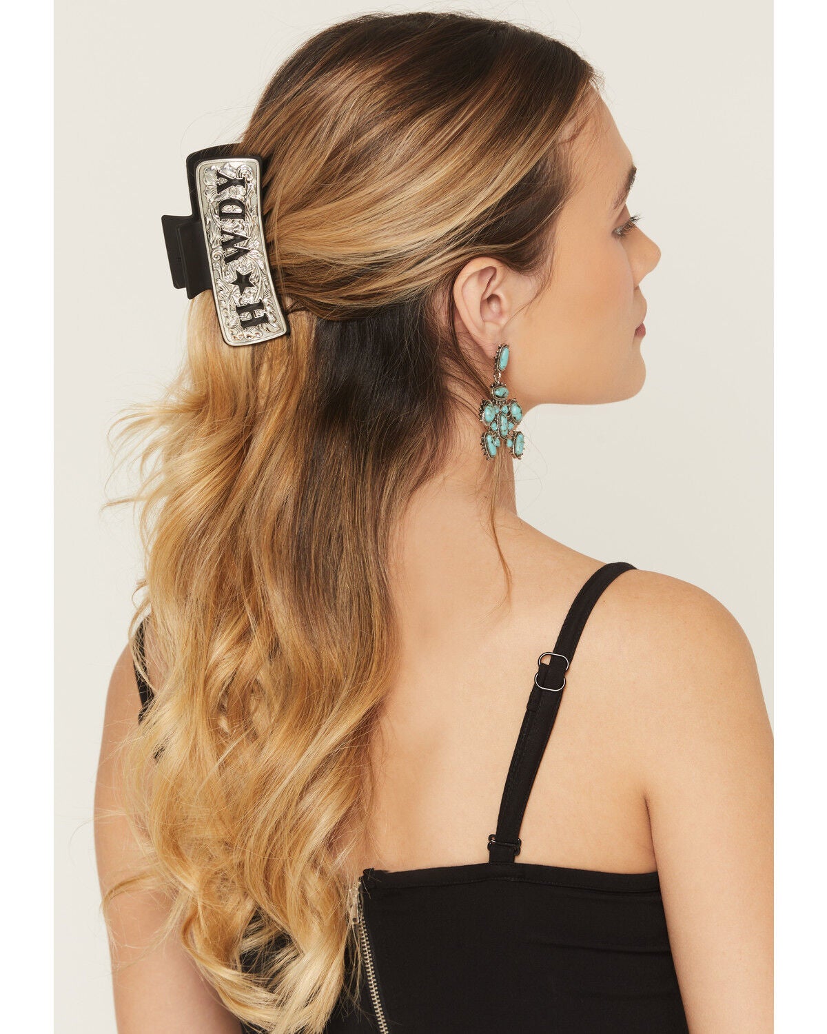 Idyllwind Women's Howdy Stamped Metal Hair Clip, Black, hi-res