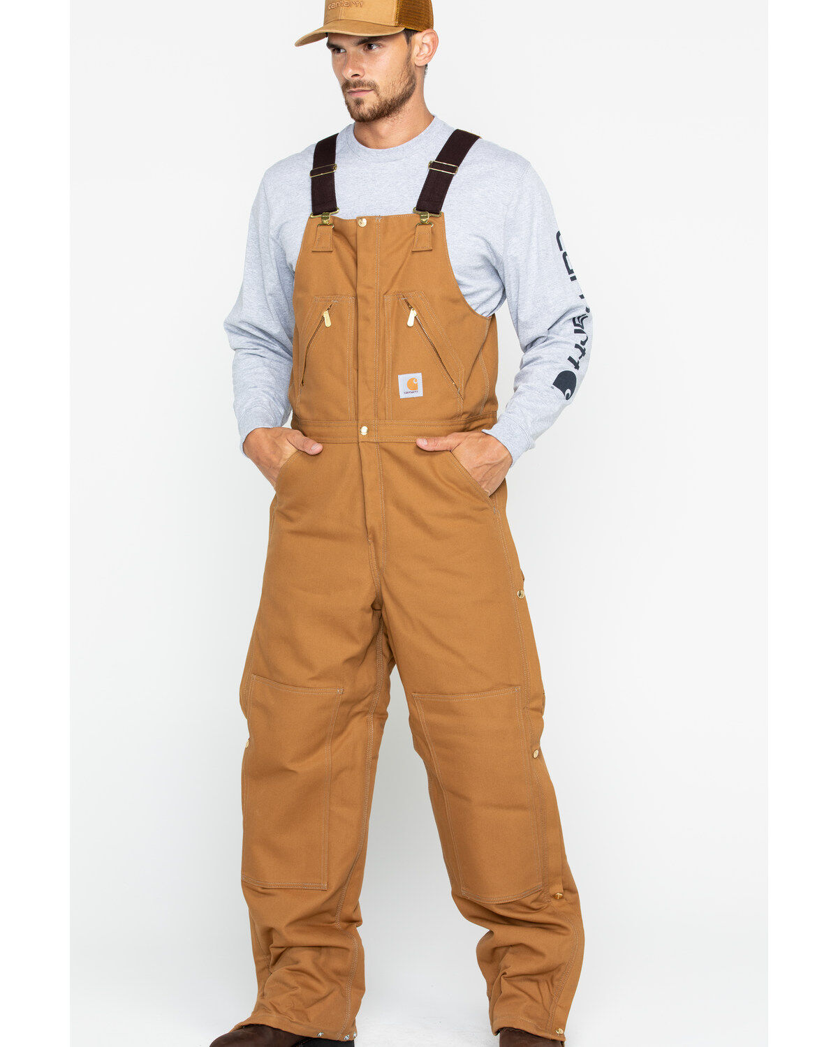 Image #1 - Carhartt Men's Zip-to-Waist Bib Work Overalls, , hi-res