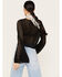 Wild Moss Women's Tie Front Textured Top, Black, hi-res