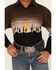Panhandle Boys' Cactus Sunset Border Print Long Sleeve Snap Western Shirt, Black, hi-res