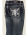 Image #2 - Grace in LA Girls' Medium Wash Longhorn Skull Stretch Bootcut Jeans, Medium Wash, hi-res