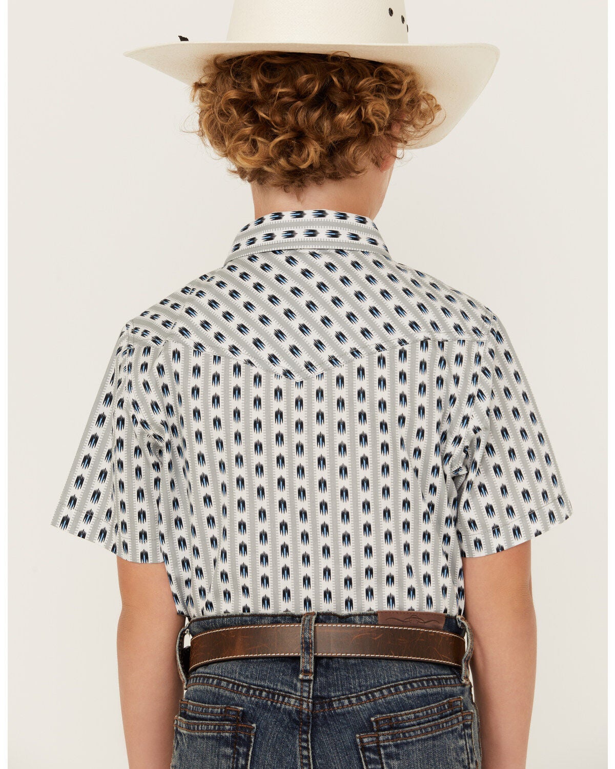 Image #4 - Cody James Boys' Tiki Southwestern Striped Short Sleeve Snap Western Shirt, , hi-res