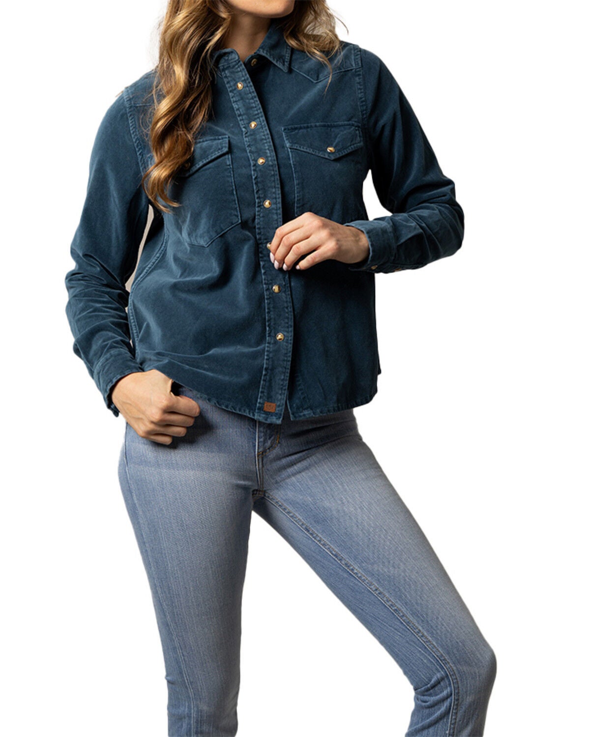 Kimes Ranch Women's Bonnie Relaxed Fit Long Sleeve Snap Western Shirt, Blue, hi-res