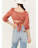 Beyond The Radar Women's Faux Suede Tie Back Top, Rust Copper, hi-res