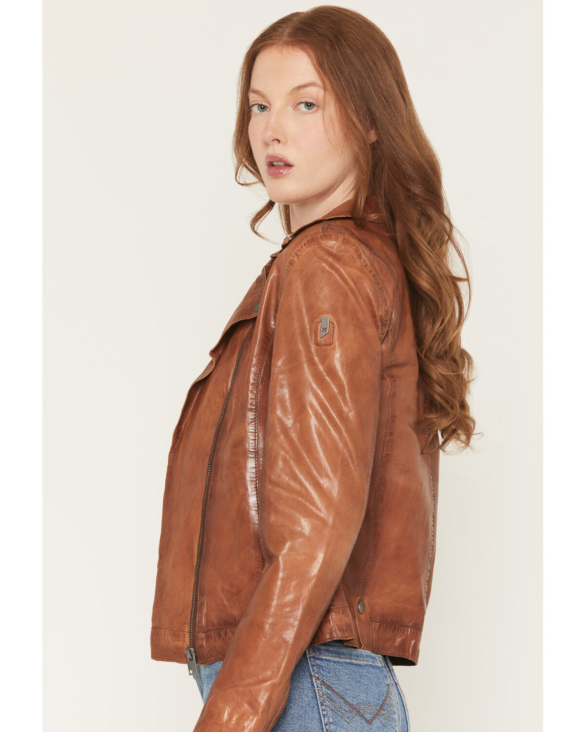 Image #2 - Mauritius Leather Women's Fayola Featherweight Leather Moto Jacket, Cognac, hi-res