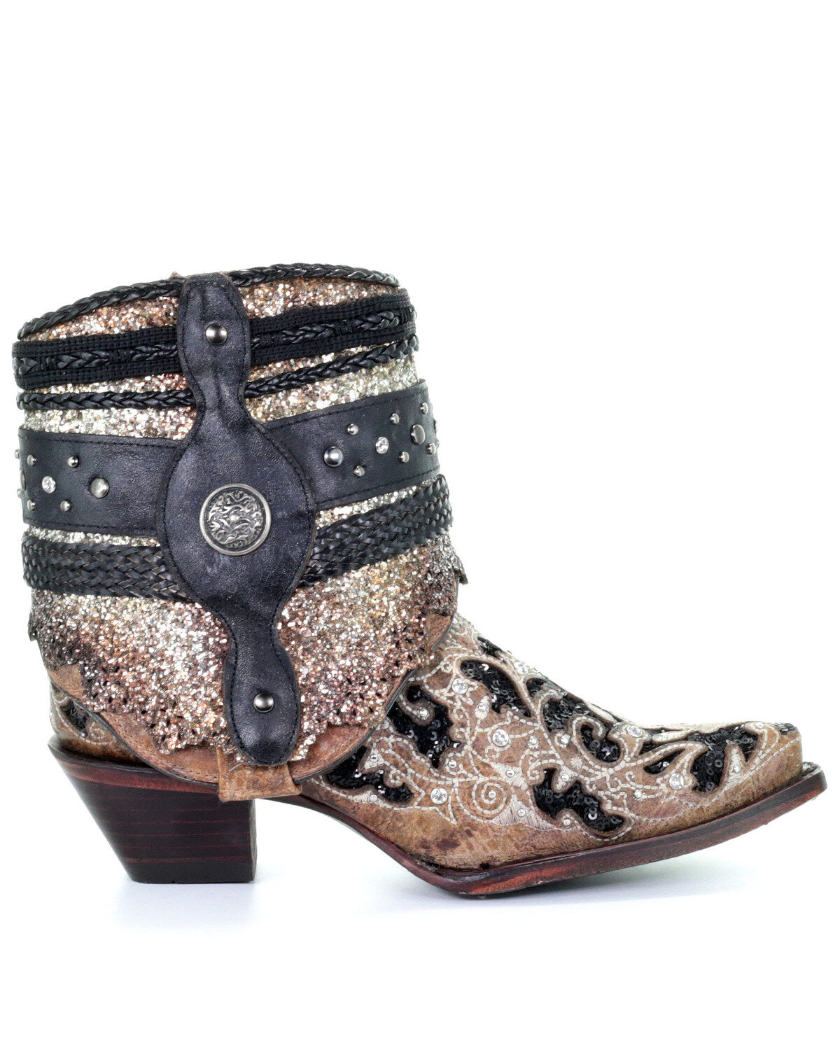 Image #2 - Corral Women's Glitter Flipped Shaft Fashion Booties - Snip Toe, , hi-res