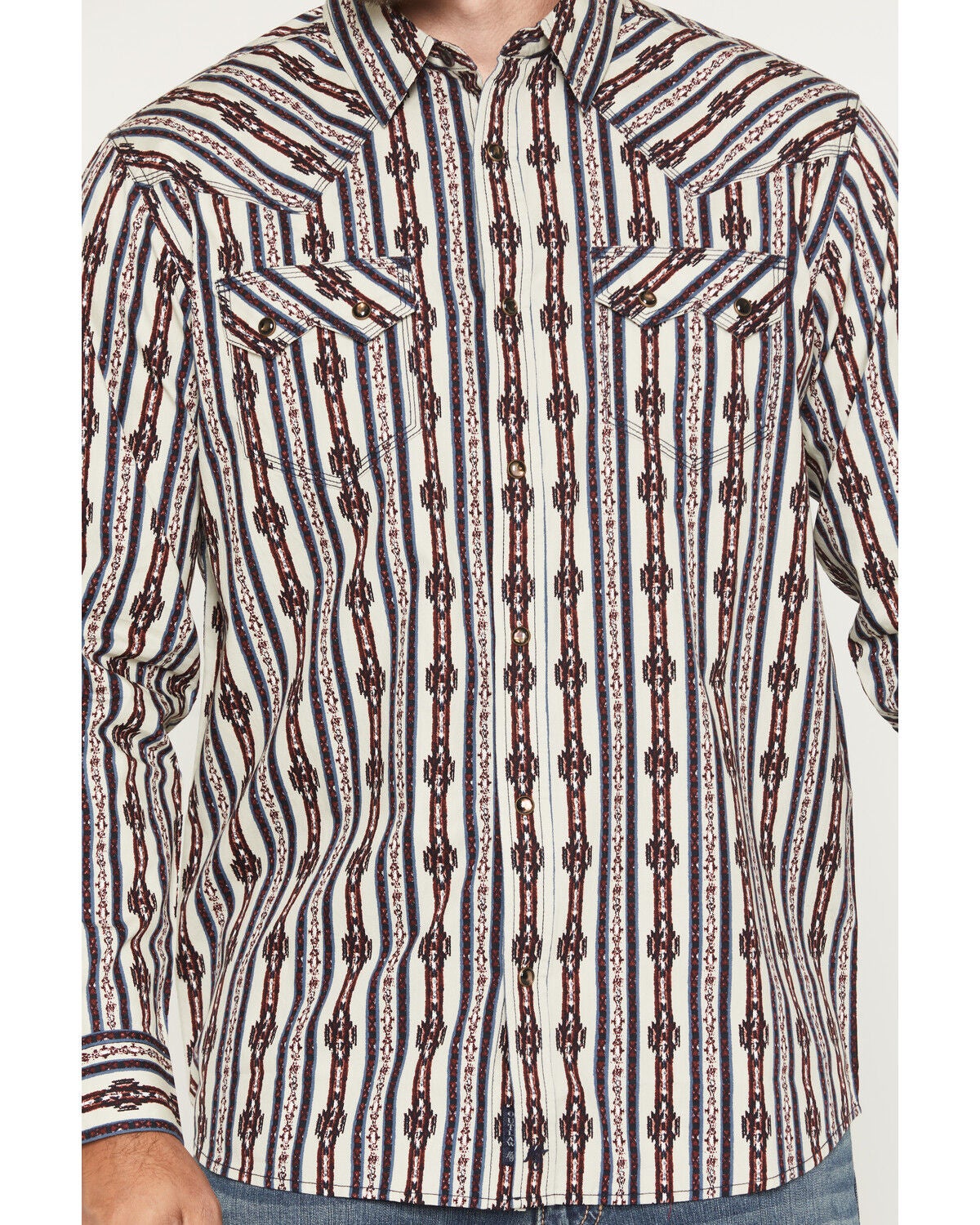 Image #3 - Moonshine Spirit&reg; Men's Walk About Southwestern Stripe Print Long Sleeve Snap Western Shirt, Tan, hi-res