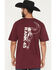 Image #4 - RANK 45® Men's Half Steer Skull Logo Short Sleeve Graphic T-Shirt, Burgundy, hi-res