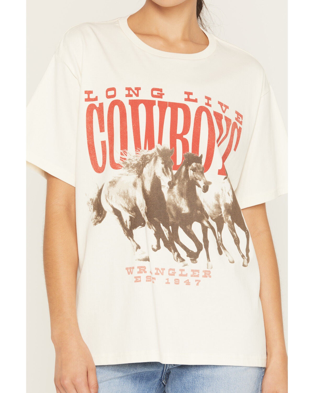 Image #3 - Wrangler Retro Women's Long Live Cowboys Short Sleeve Graphic Tee, Cream, hi-res