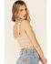 Very J Women's Natural Ruffle Strap Sweater-Knit Crop Tank Top  , Natural, hi-res