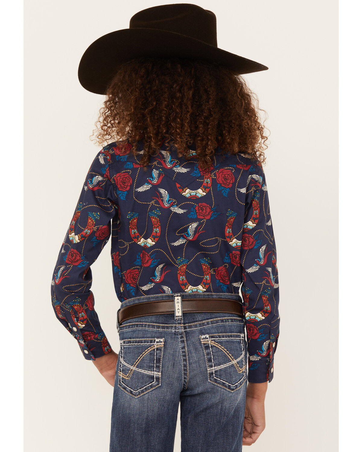 Image #4 - Ariat Girls' Ropey Rose Print Long Sleeve Shirt, , hi-res