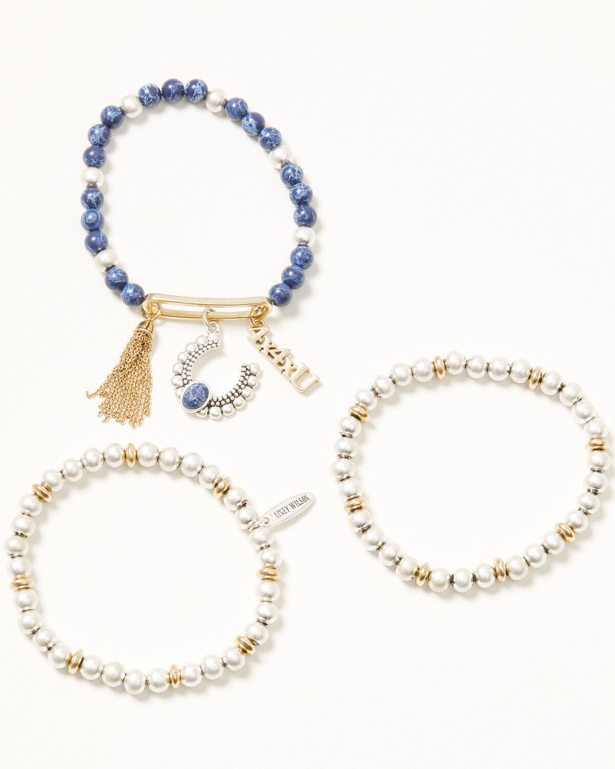 Lainey Wilson Women's Beaded Charm Stretch Bracelet, Gold, hi-res