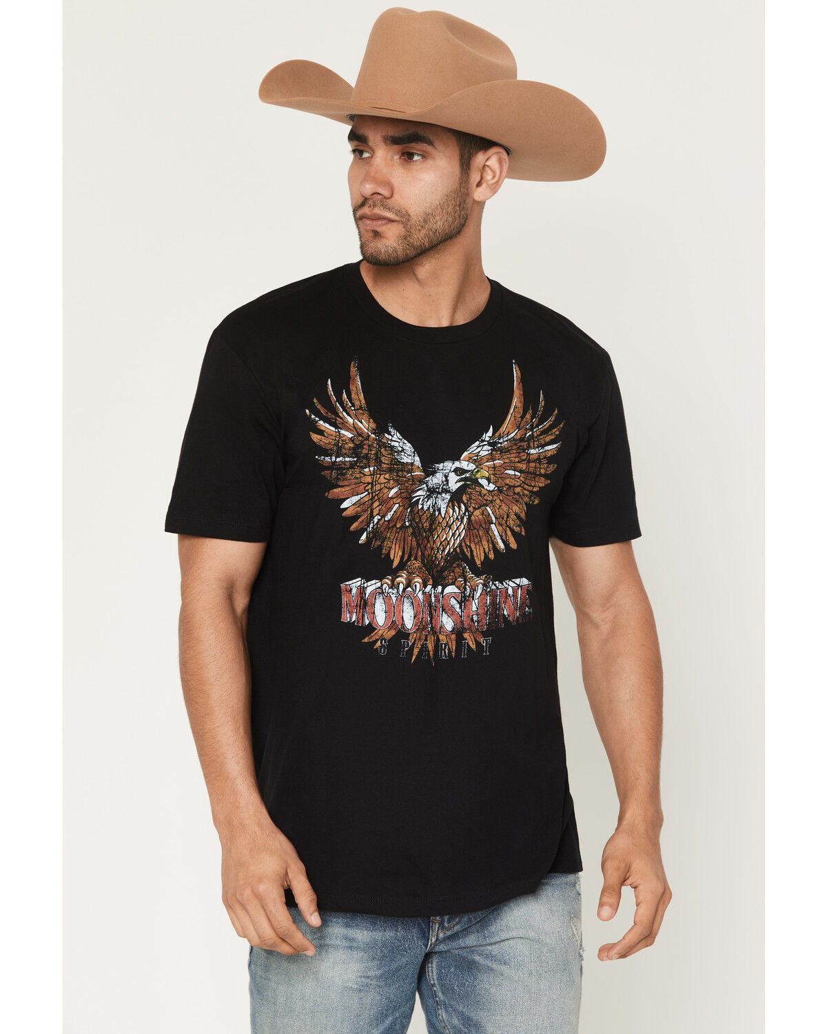 Image #1 - Moonshine Spirit Men's Soaring Eagle Short Sleeve Graphic T-Shirt, Black, hi-res