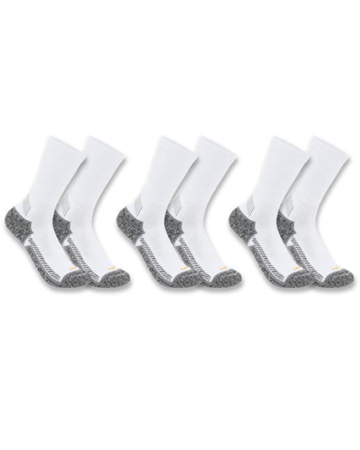 Image #1 - Carhartt Men's Force Midweight Crew Socks - 3-Pack, White, hi-res