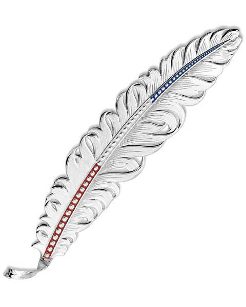 Image #1 - Montana Silversmiths Women's Red, White, & Blue Montana Hat Feather, Silver, hi-res
