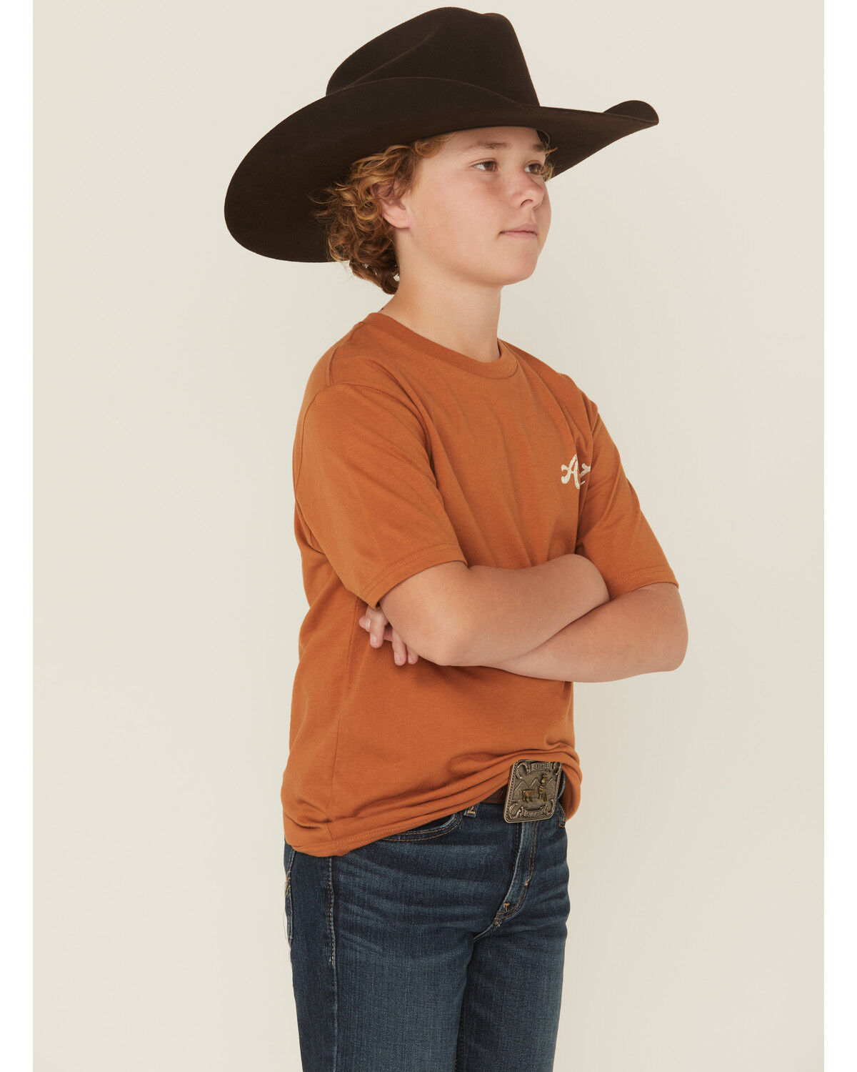Image #3 - Ariat Boys' Coyote Short Sleeve Graphic T-Shirt, Brown, hi-res