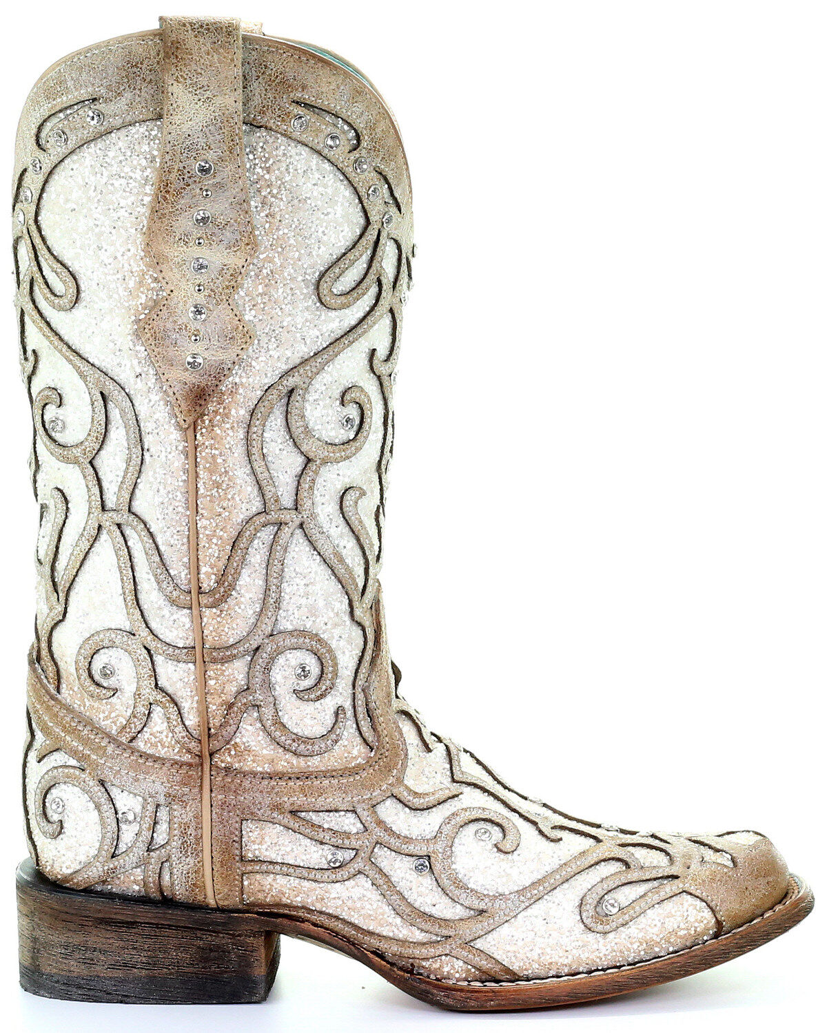 corral women's white glitter inlay western boots