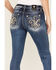 Miss Me Women's Dark Wash Mid Rise Embroidered Fleur De Lis Jeans, Dark Blue, hi-res