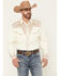 Image #1 - Scully Men's Solid Long Sleeve Pearl Snap Western Shirt, Cream, hi-res